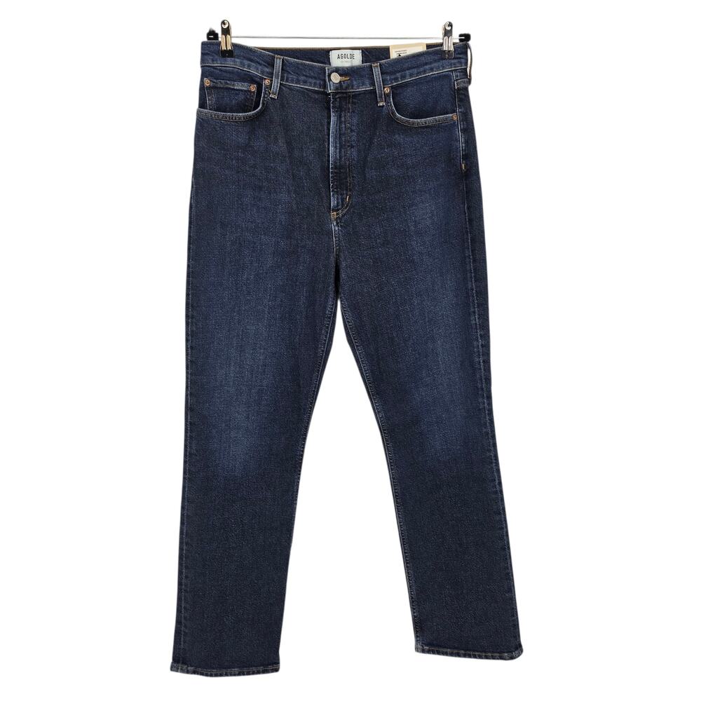 NWT AGOLDE Song Dark Wash High Rise Stovepipe Slim Straight Jeans Size 31